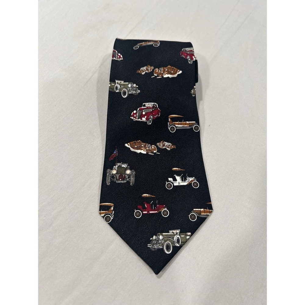 E.‎ GRAZIANO Classic Cars Antique Necktie Tie Black  Hot Rods Collectors